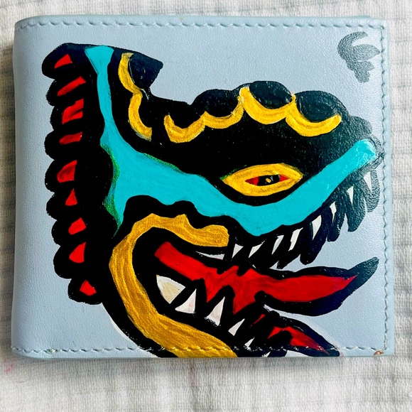 BNWT BAGGU unisex custom blue leather wallet- python-rare - Picture 1 of 5